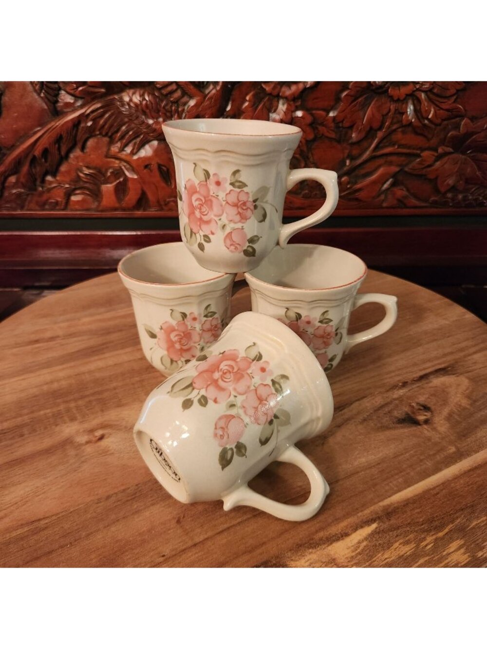 Set Of 4 Vintage Ceramic Mugs from the Tea Rose Collection